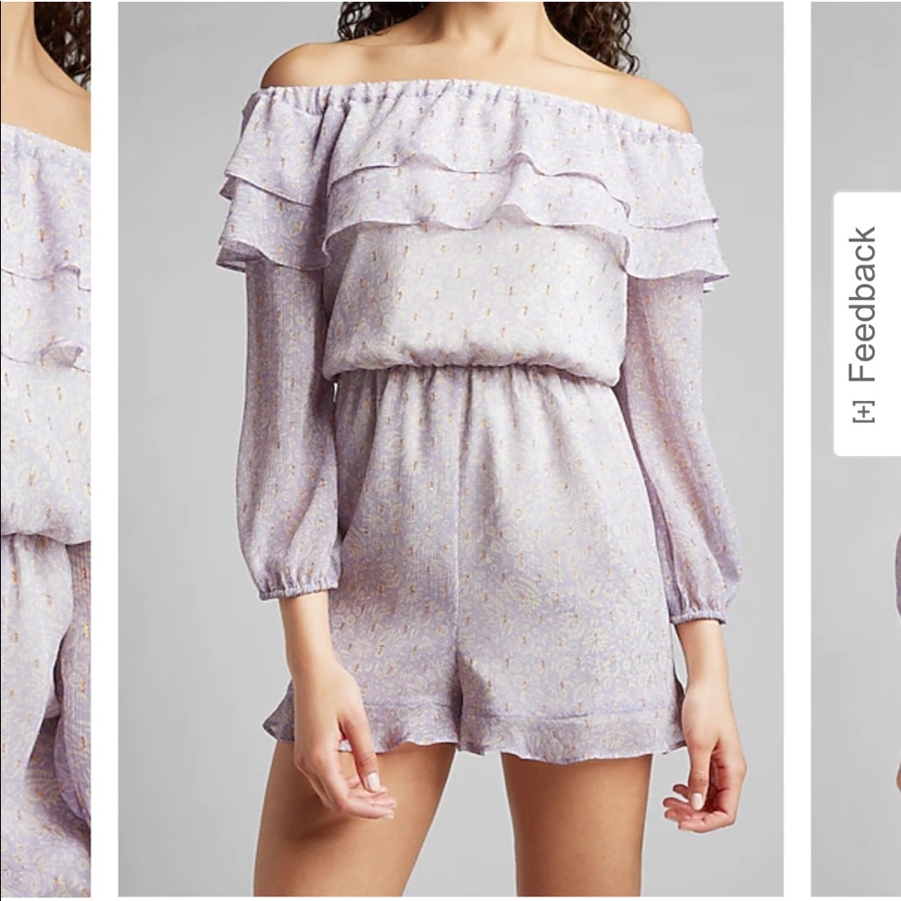 NEW - Express Floral Metallic Off-Shoulder romper